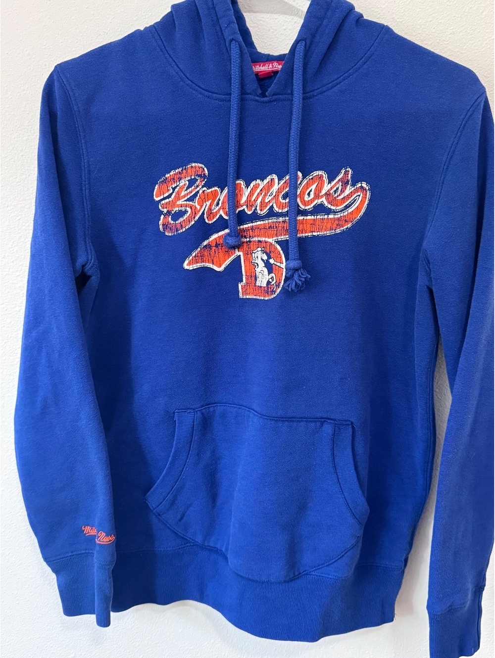 Mitchell & Ness Denver Broncos NFL Throwbacks Blue Hoodie Sweatshirt Small